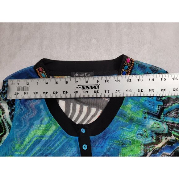 Michael Tyler Womens Abstract Print Button Down Swing Tunic Top/Dress Size Small - Picture 5 of 7